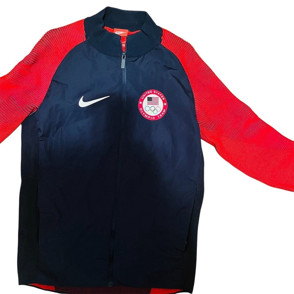 Nike Team USA Olympic Track Jacket Unisex Blue Full Zip Navy Red USA Back